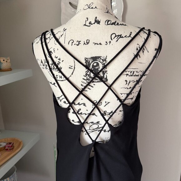 Jump Apparel Women's Sz 14 Vintage Y2K Strappy Rhinestone Black Party Dress NEW - Picture 4 of 5